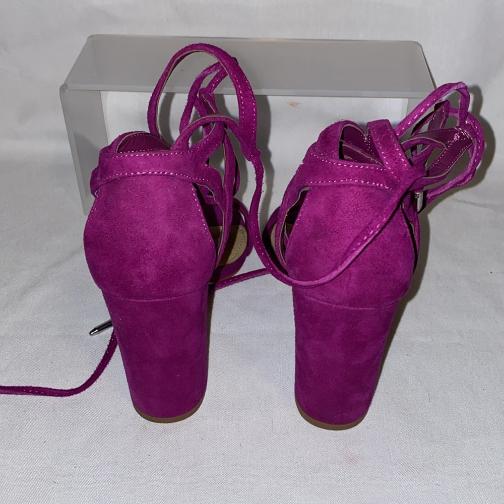 Marc Fisher Fuchsia Ankle-Tie Block Heel Suede He… - image 5